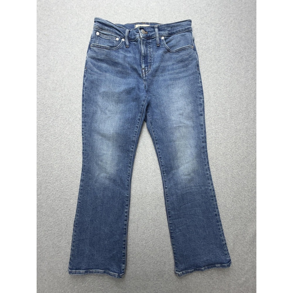 Madewell Mid Rise Kick Out Jeans Womens 28 Blue Med Wash Bootcut Stretch Denim